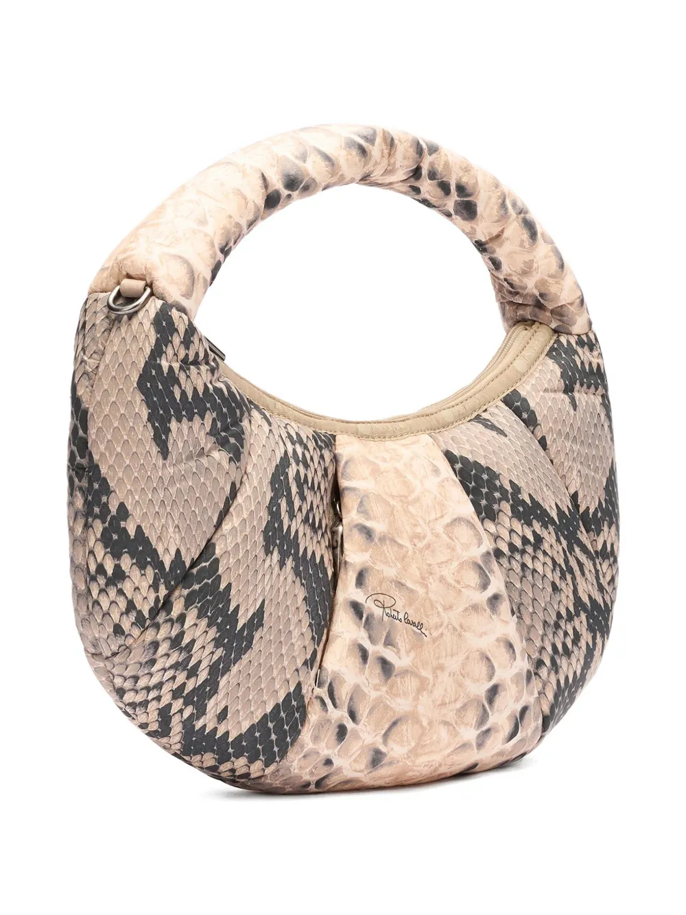 Roberto Cavalli Schoudertas met python-reliëf Beige