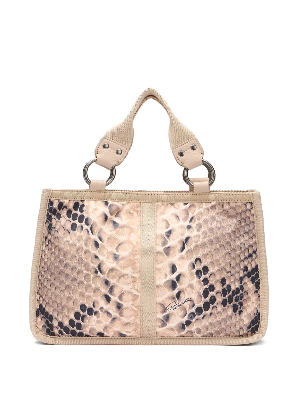 Roberto Cavalli Handtas met slangenleer-reliëf Beige
