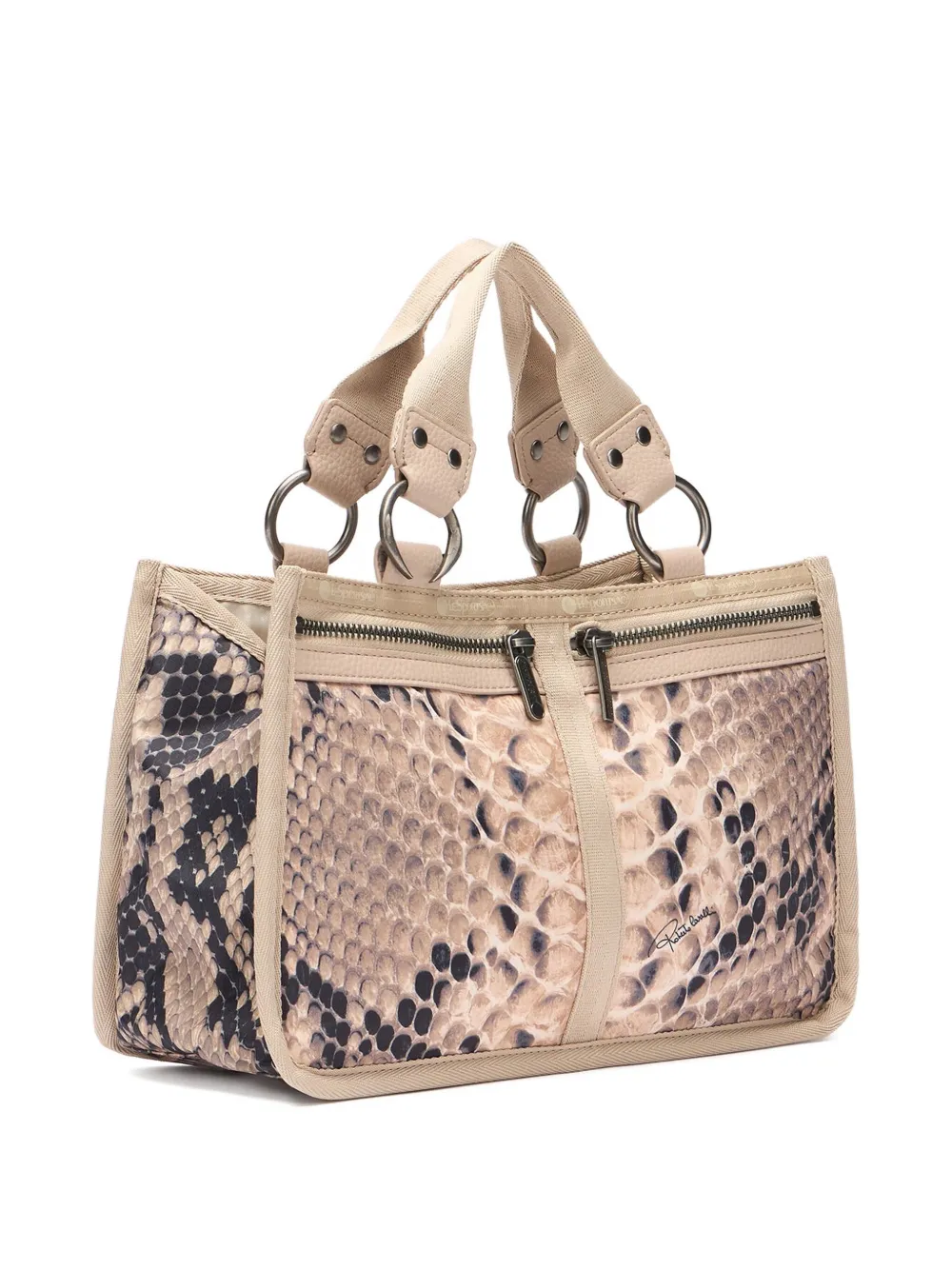 Roberto Cavalli Handtas met slangenleer-reliëf Beige