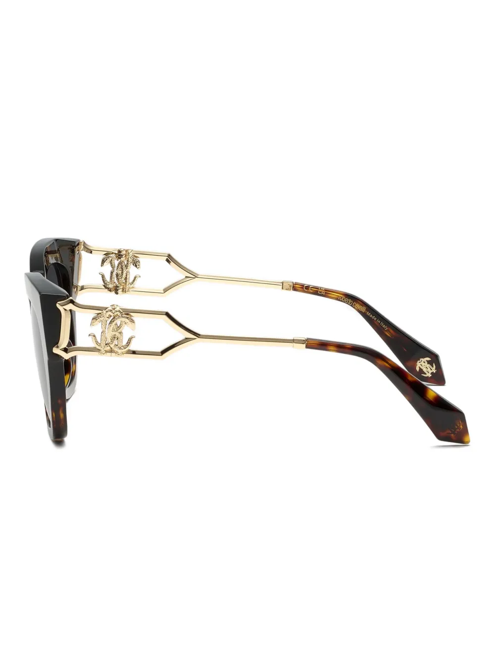 Roberto Cavalli Mirror Snake zonnebril met plakkaat Bruin
