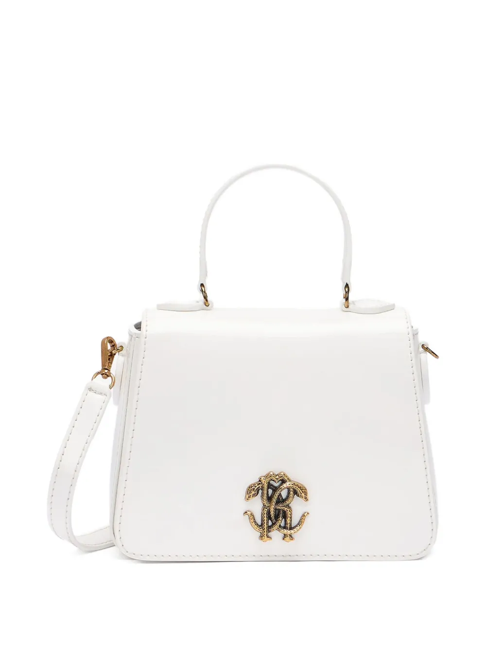 Roberto Cavalli Junior Leren schoudertas Wit