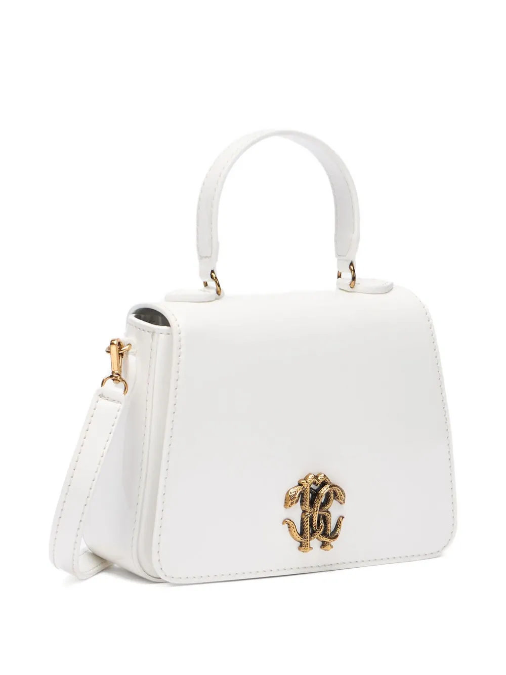 Shop Roberto Cavalli Junior Leather Shoulder Bag In White