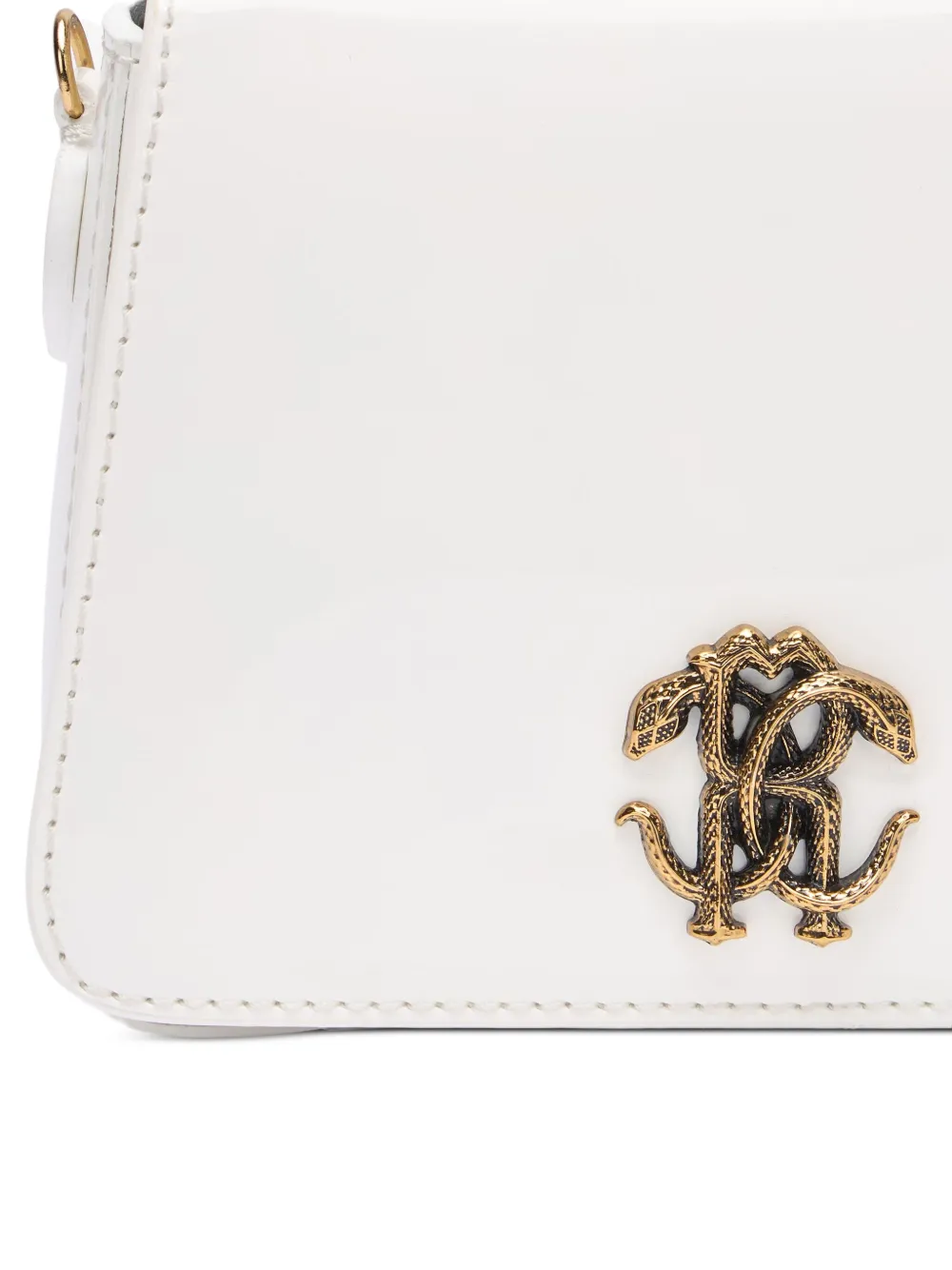 Shop Roberto Cavalli Junior Leather Shoulder Bag In White
