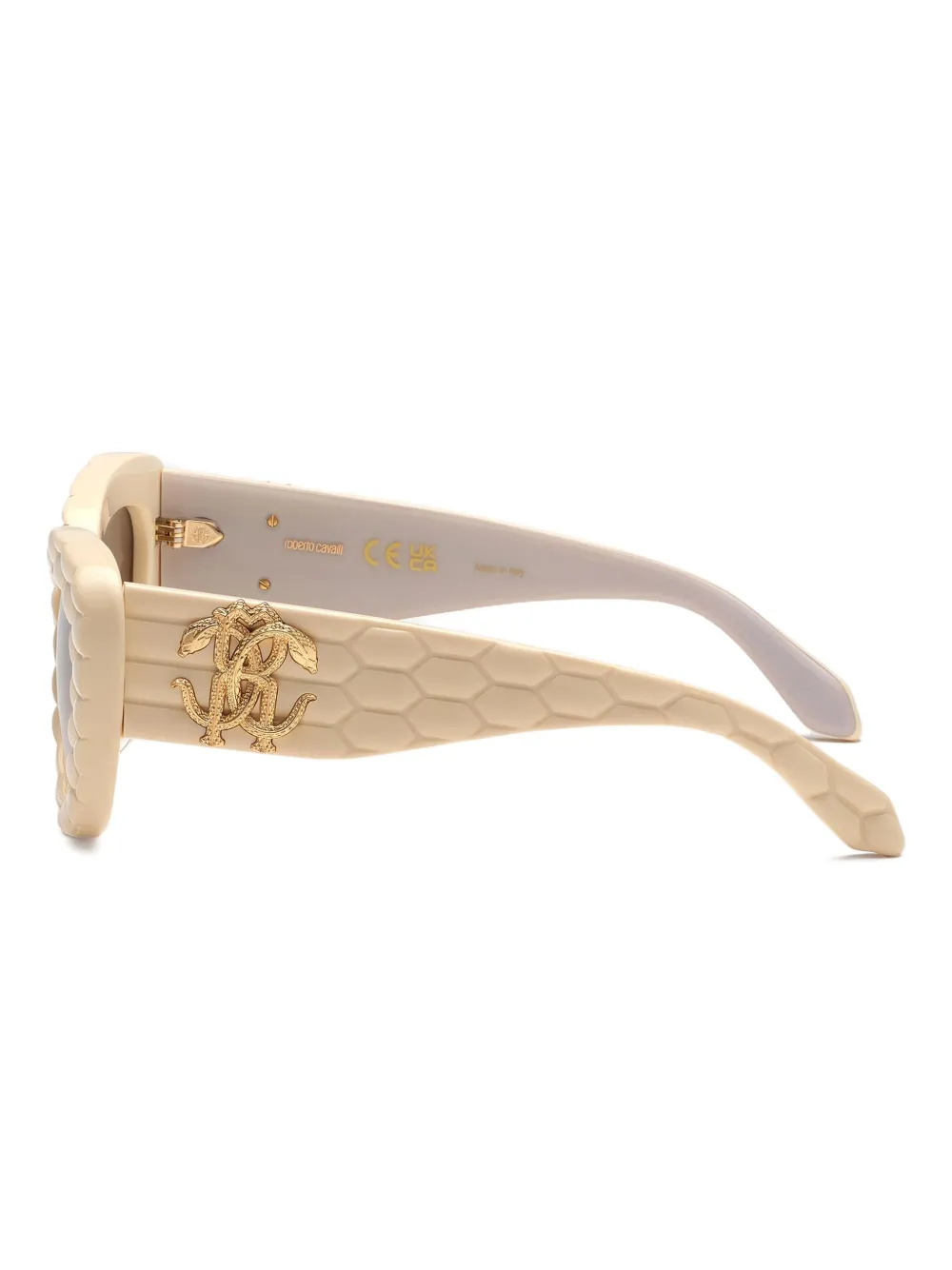Roberto Cavalli Zonnebril met logoplakkaat Beige