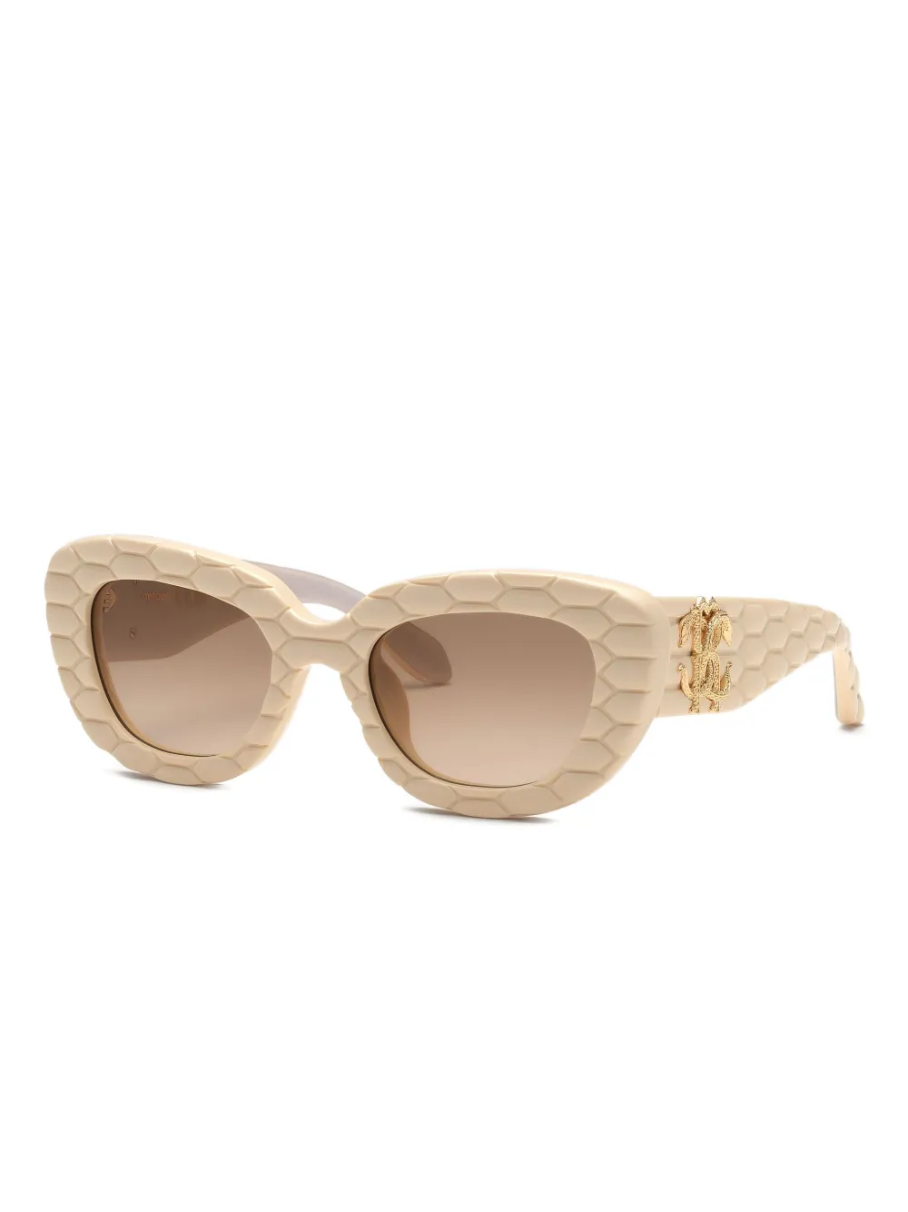 Roberto Cavalli Zonnebril met logoplakkaat Beige