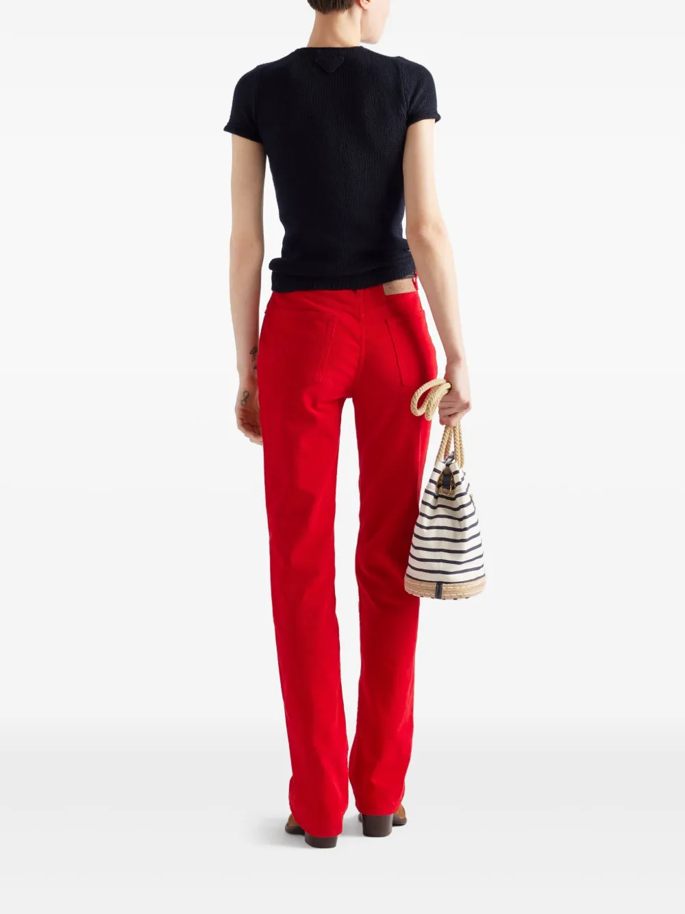 Prada Ribfluwelen broek Rood