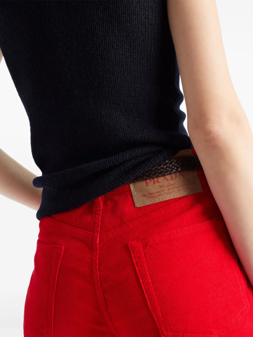 Prada Ribfluwelen broek Rood