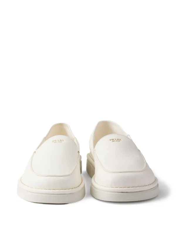 Prada slip-on Leather Shoes | White | FARFETCH