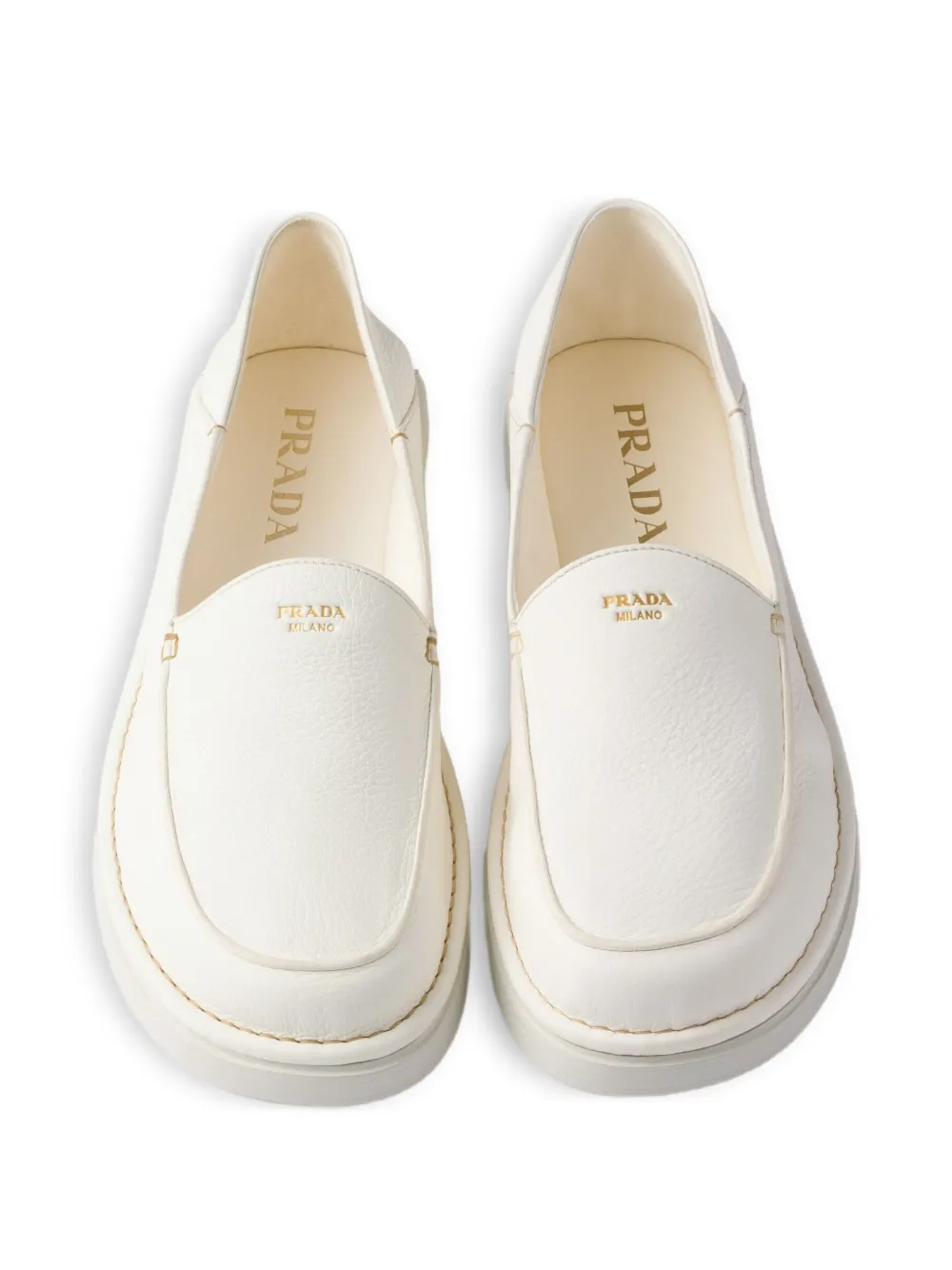 Prada slip-on leather shoes White