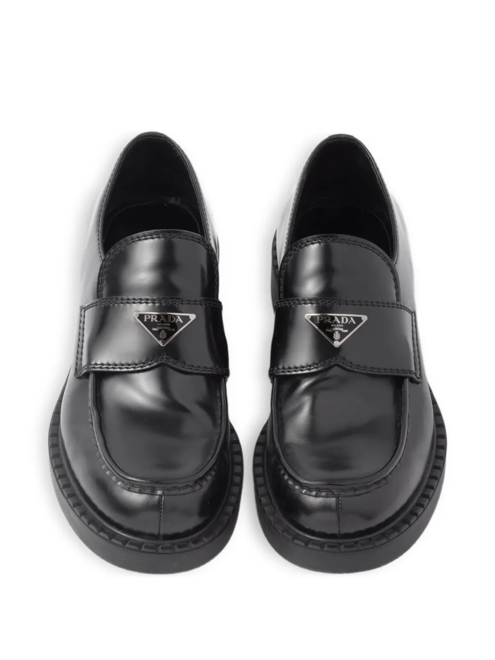 Prada brushed-leather loafers Black