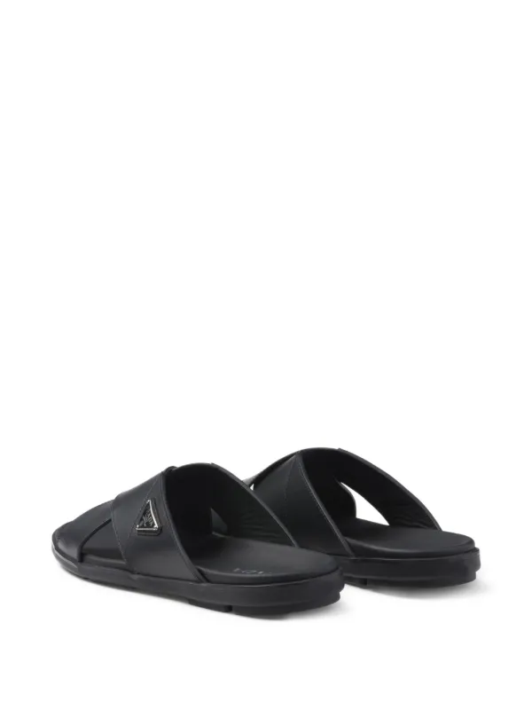 Prada cross-strap Sandals | Black | FARFETCH
