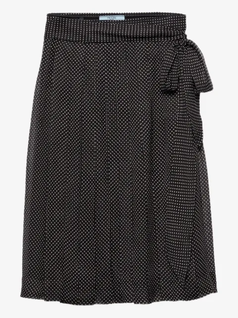 Prada printed chiffon wrap midi skirt