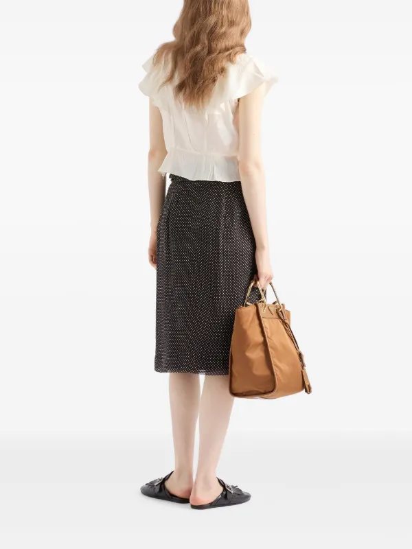 Prada Printed Chiffon Wrap Midi Skirt | Black | FARFETCH