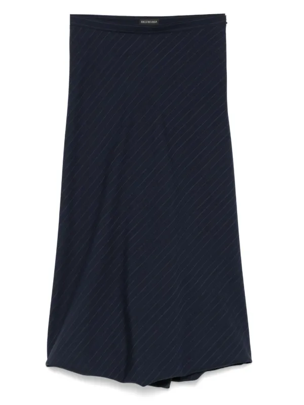 Balenciaga Striped Midi Skirt in Blue