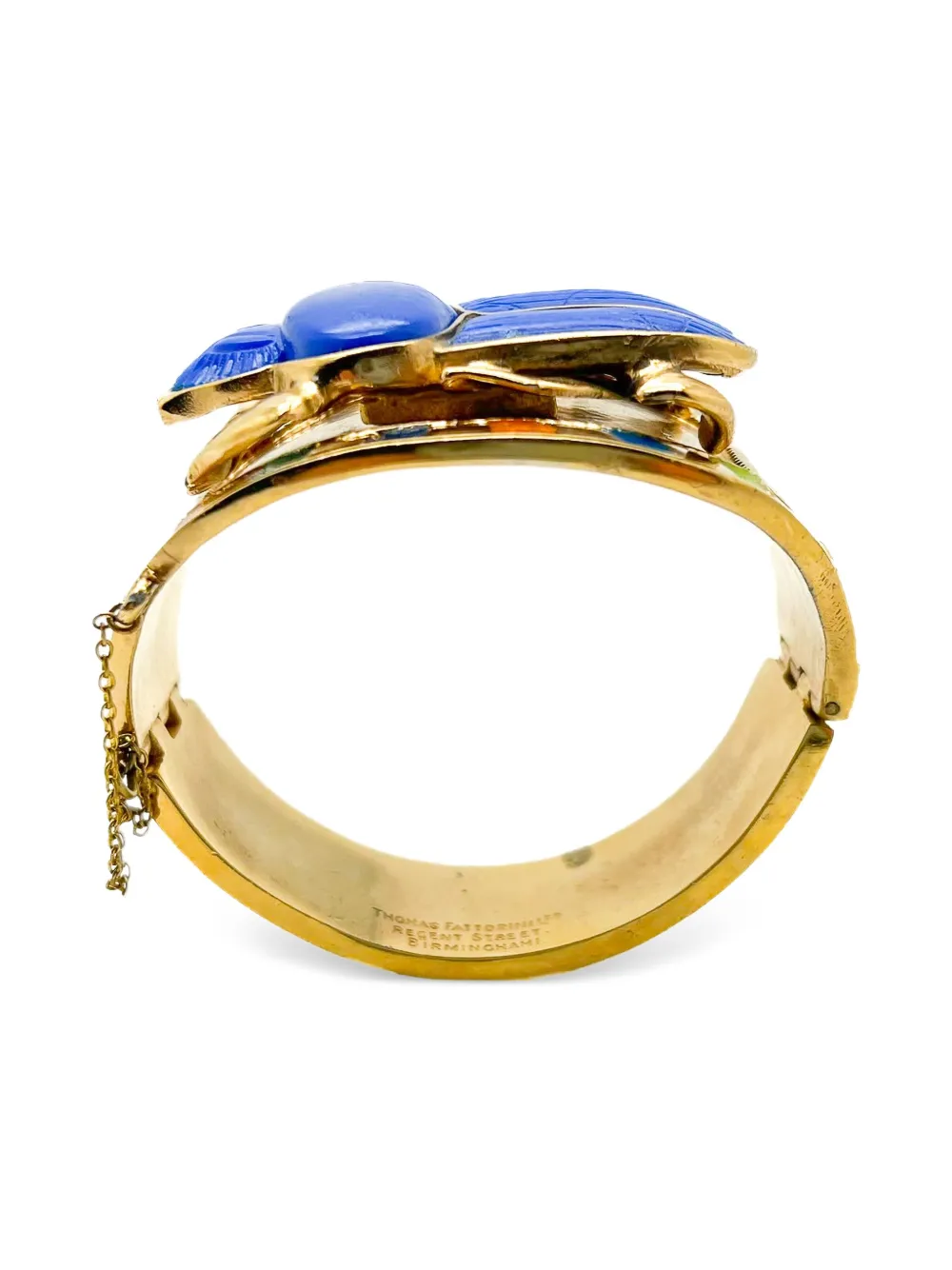 Pre-owned Jennifer Gibson Jewellery 1970s Egyptian Revival Scarab Enamel Necklace And Cuff Set In Gold