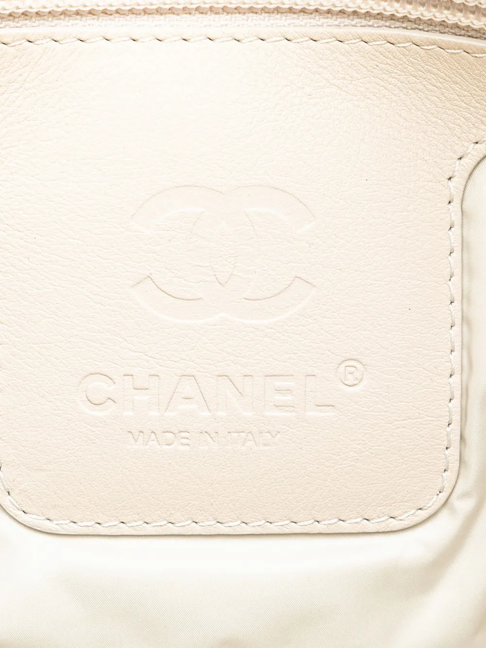 Pre-owned Chanel 2014 Nylon Tweed Printed Coco Cocoon Tote Bag In White