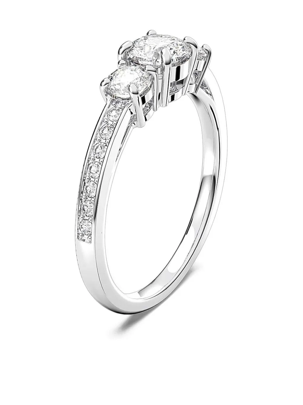 Swarovski Three-stone Pave-set Ring In Gray