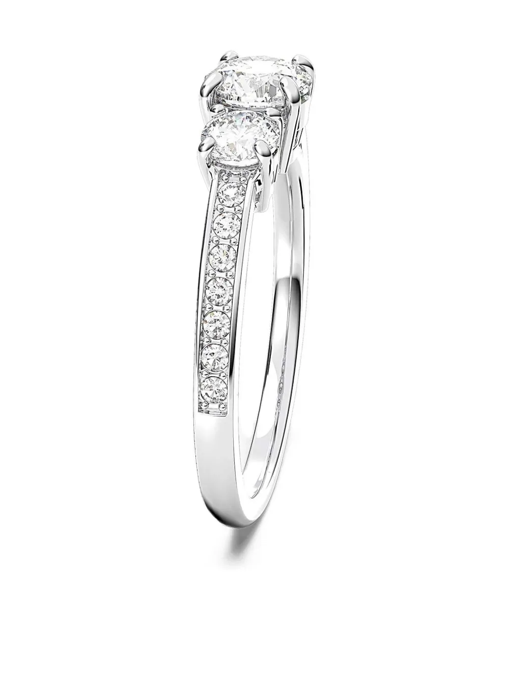 Swarovski Three-stone Pave-set Ring In Metallic