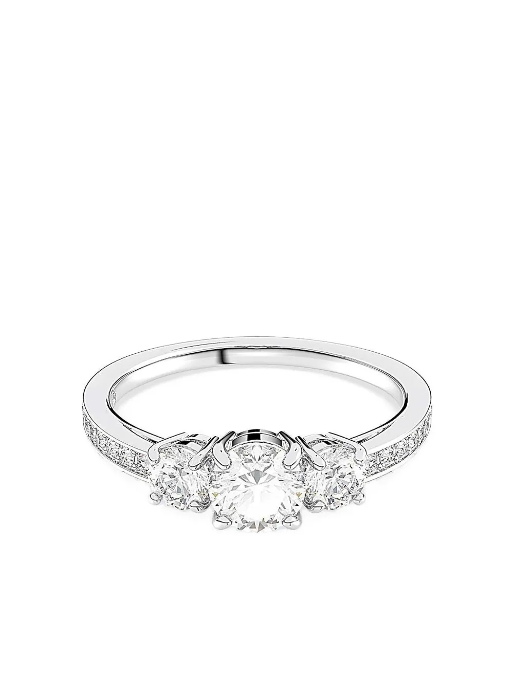Swarovski Three-stone Pave-set Ring In Metallic