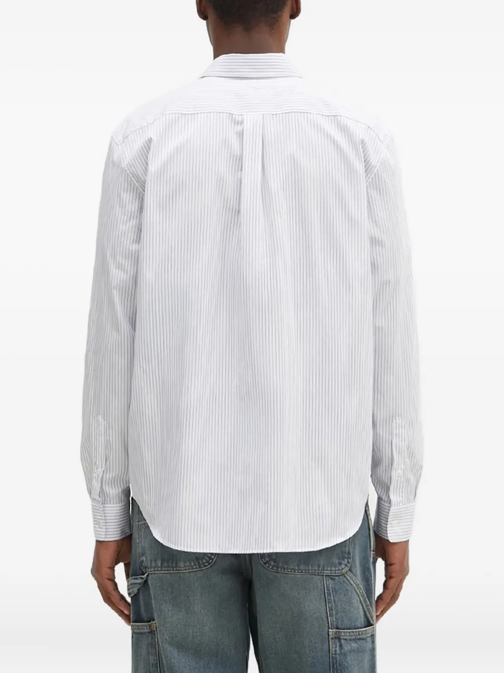 Lacoste striped logo-patch shirt Wit