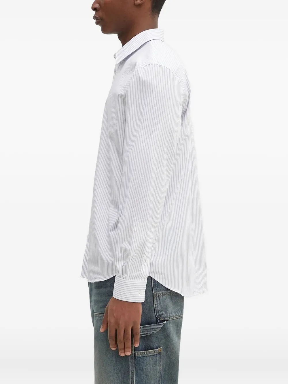 Lacoste striped logo-patch shirt Wit