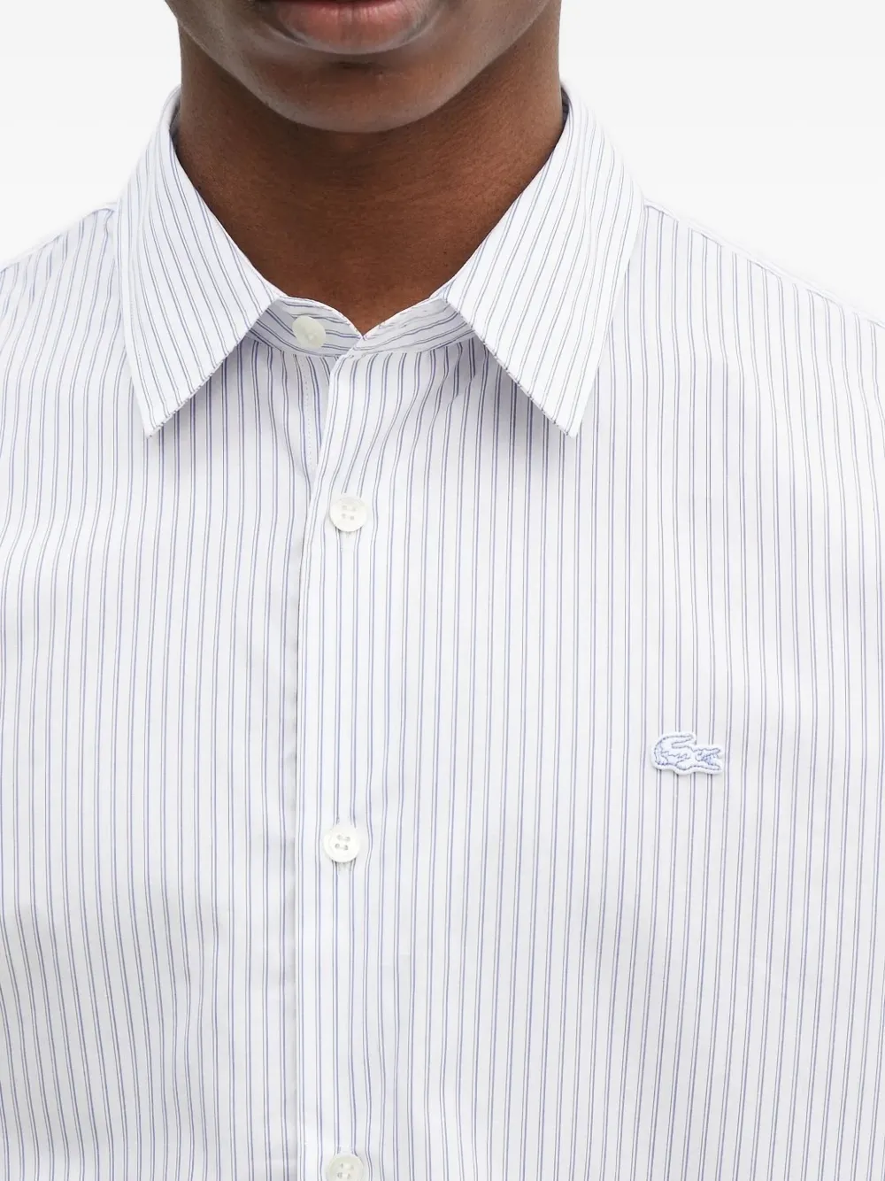 Lacoste striped logo-patch shirt Wit