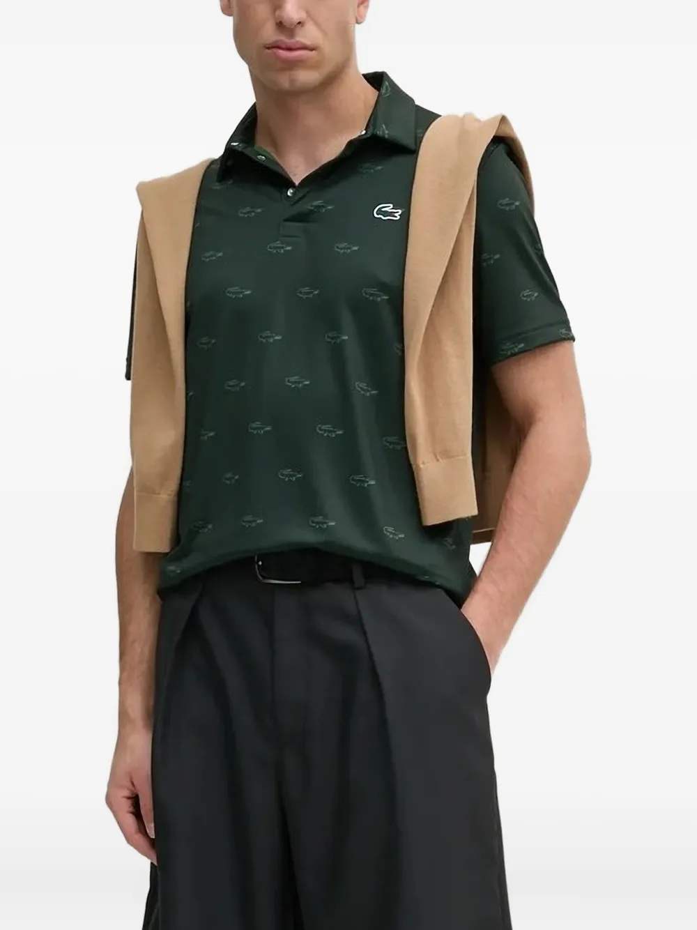 Lacoste Poloshirt met krokodillenprint Groen