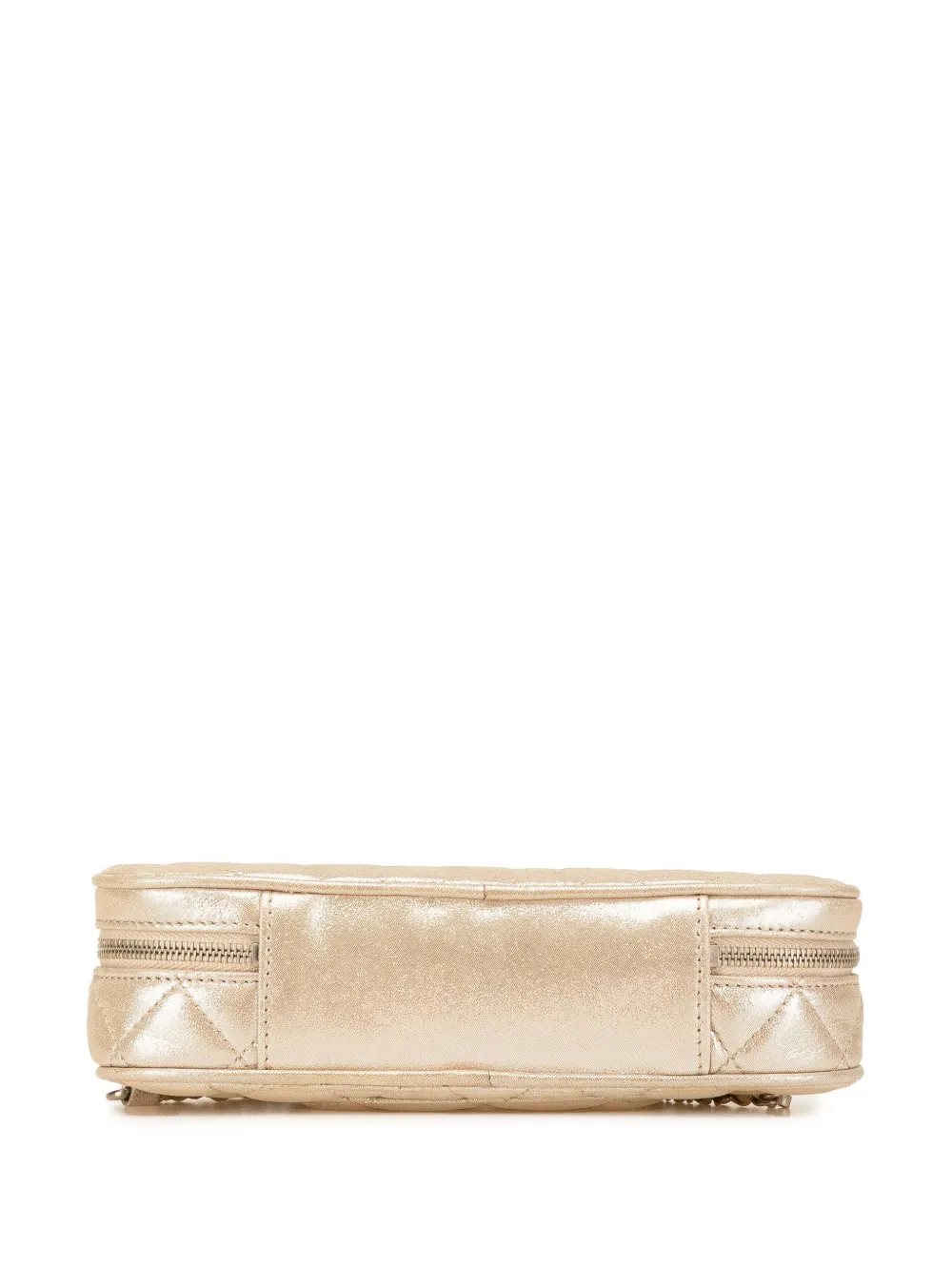 Pre-owned Chanel 2012 Quilted Iridescent Lambskin Wristlet Clutch Bag In Gold