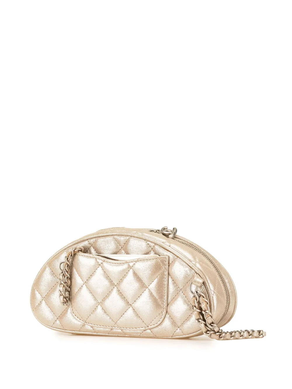 Pre-owned Chanel 2012 Quilted Iridescent Lambskin Wristlet Clutch Bag In Gold