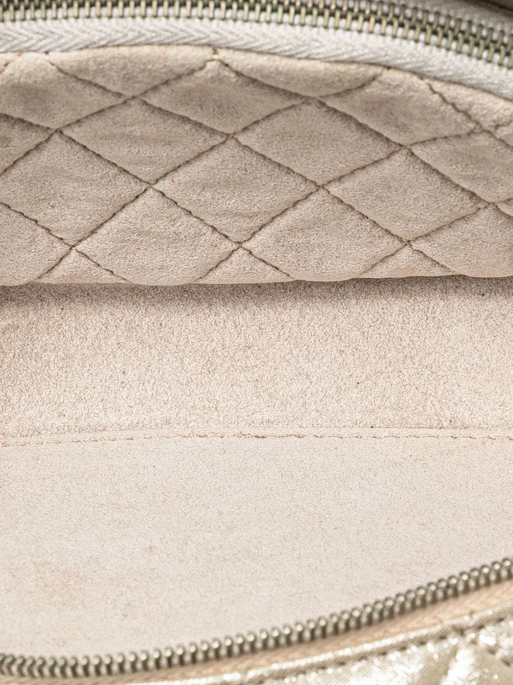 Pre-owned Chanel 2012 Quilted Iridescent Lambskin Wristlet Clutch Bag In Gold