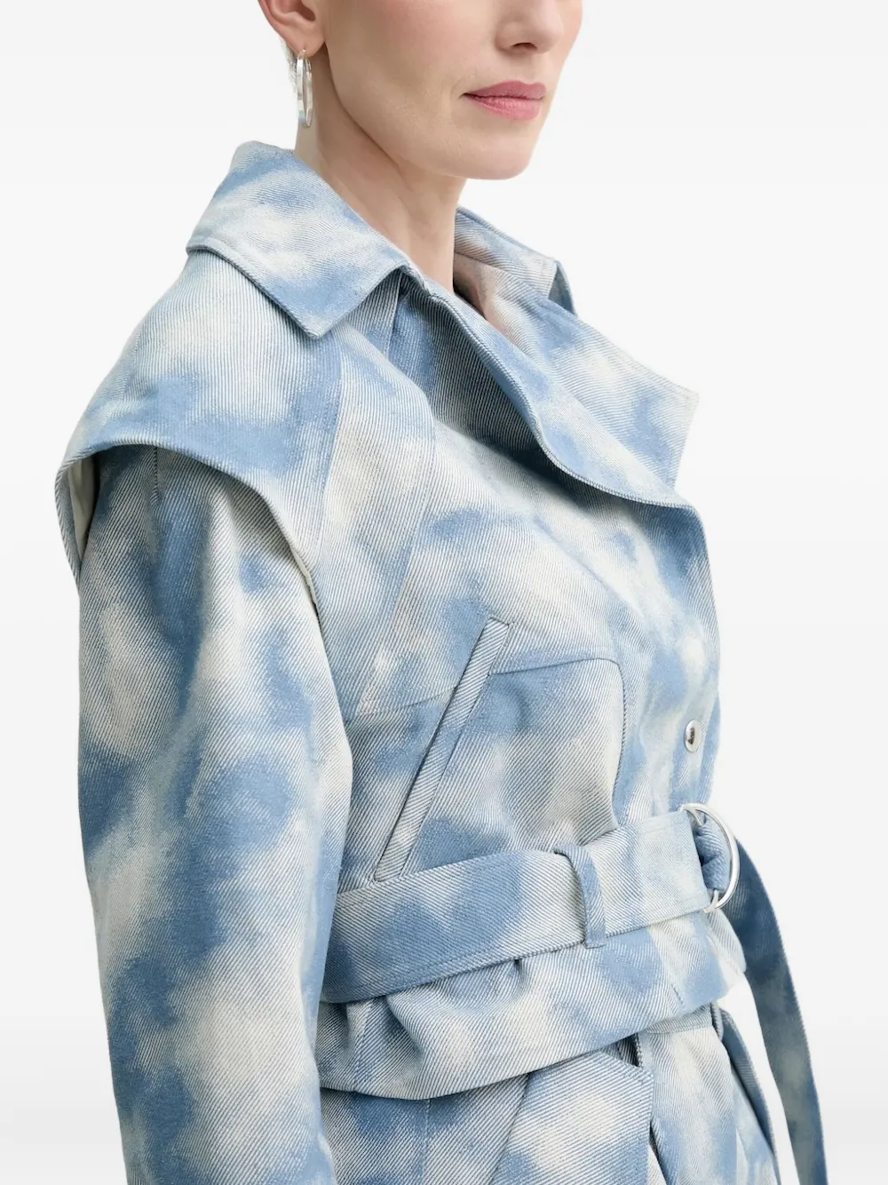 Iro Cloud-print Belted Jacket In Blue