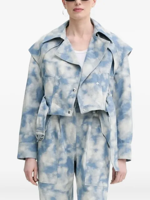 IRO cloud-print belted jacket