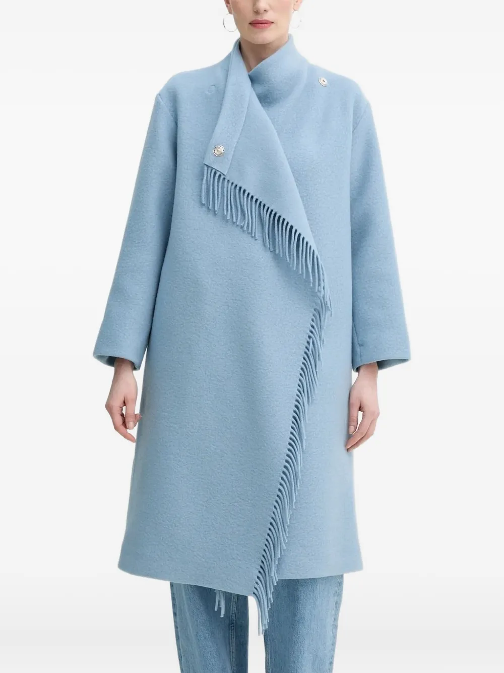 IRO asymmetric fringed coat Blauw