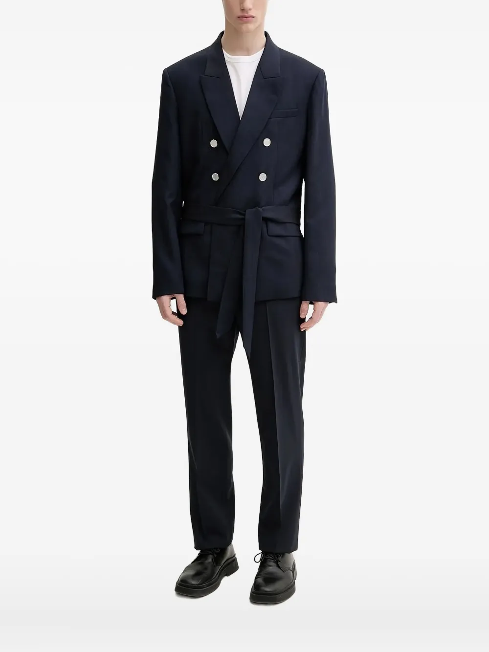 IRO Blazer met dubbele rij knopen en ceintuur Blauw