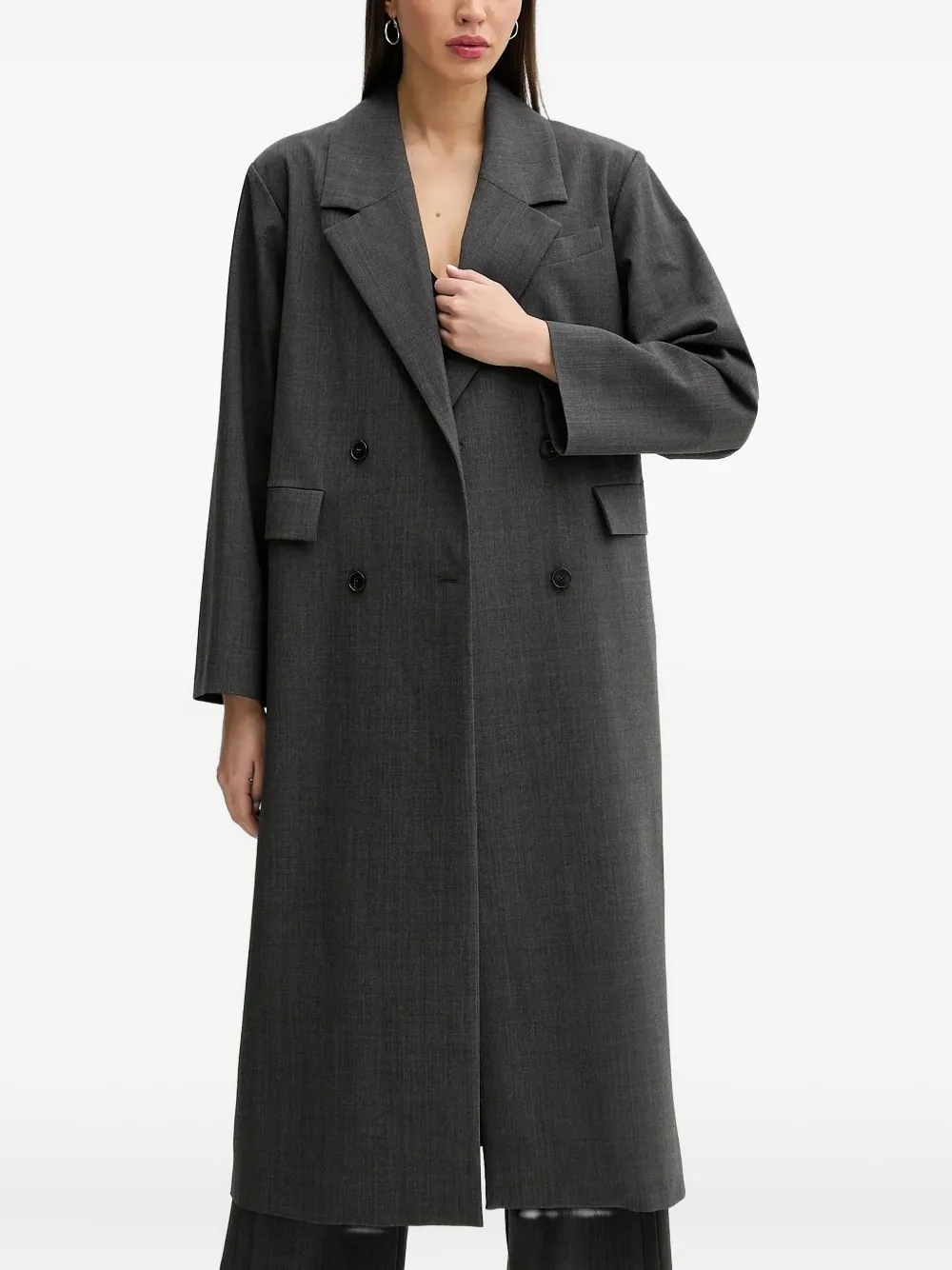 IRO double-breasted notch-lapel coat Grijs