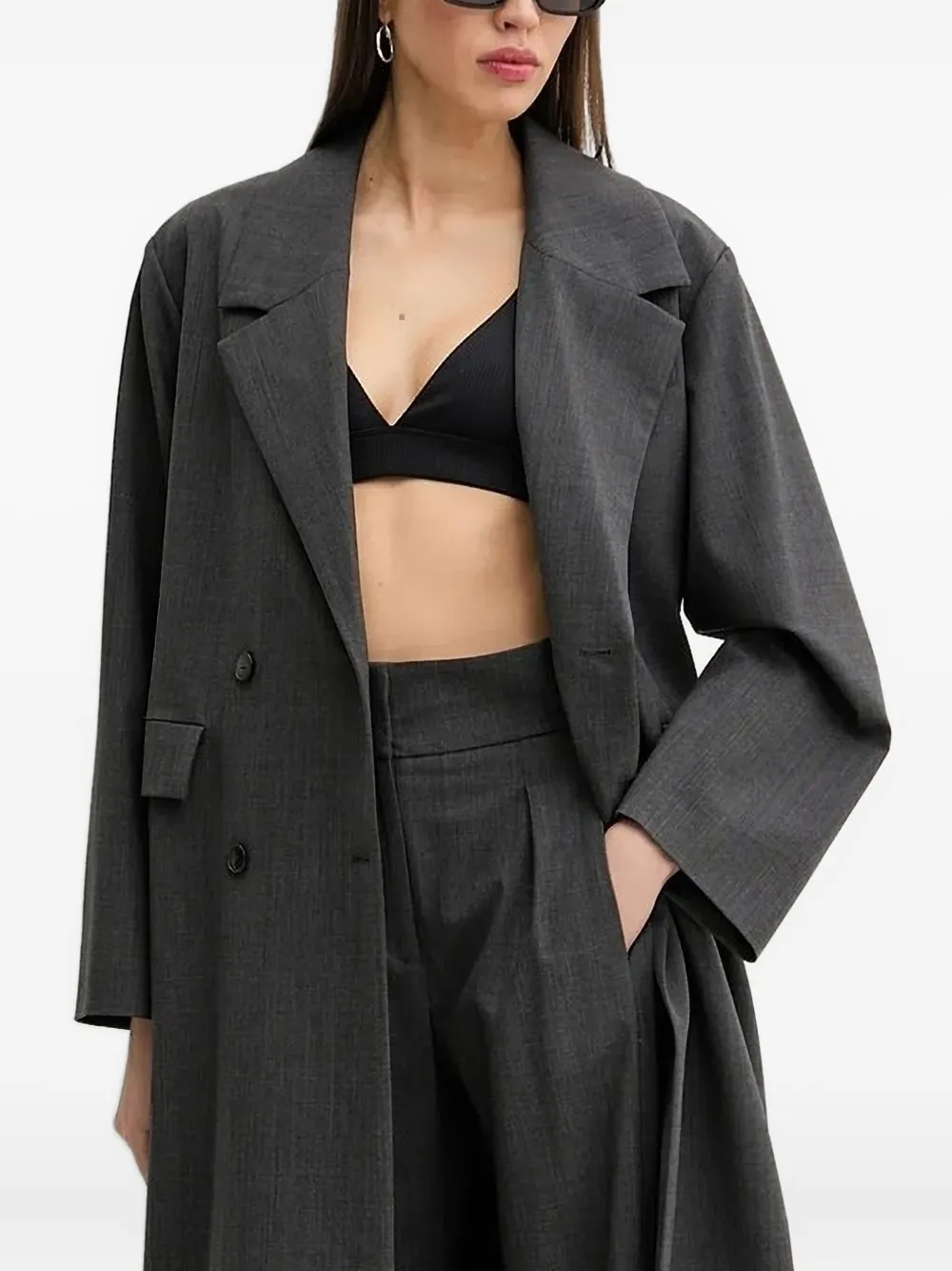 IRO double-breasted notch-lapel coat Grijs