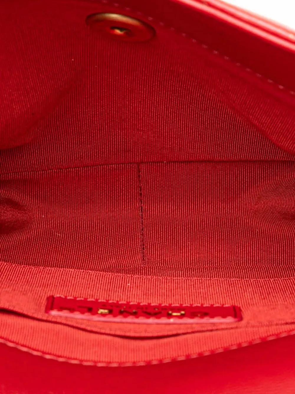 Pre-owned Chanel 2020 Mini Quilted Lambskin Soft Square Flap Satchel In Red