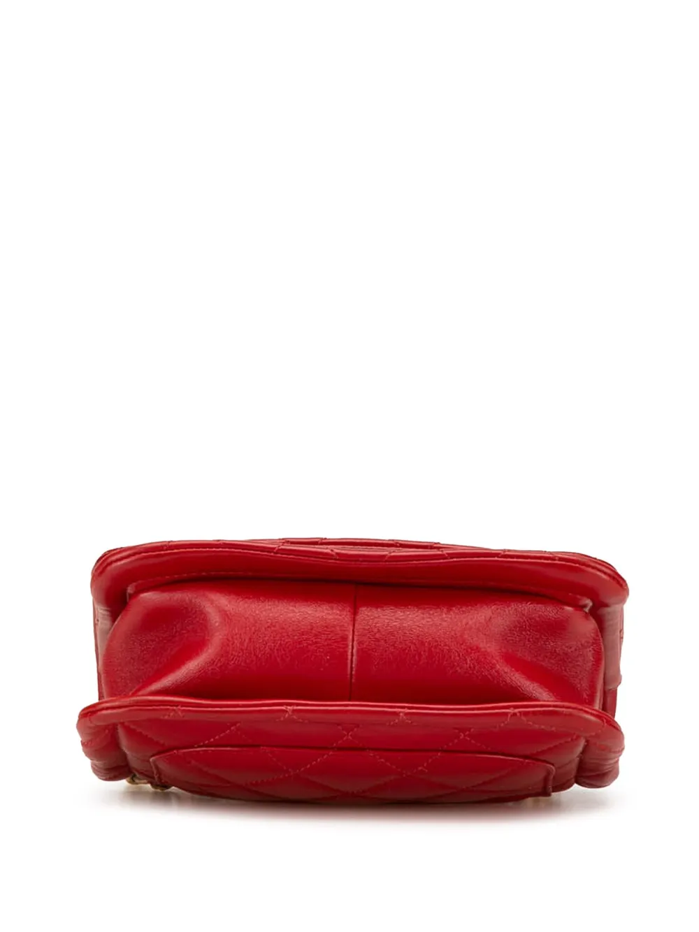 Pre-owned Chanel 2020 Mini Quilted Lambskin Soft Square Flap Satchel In Red