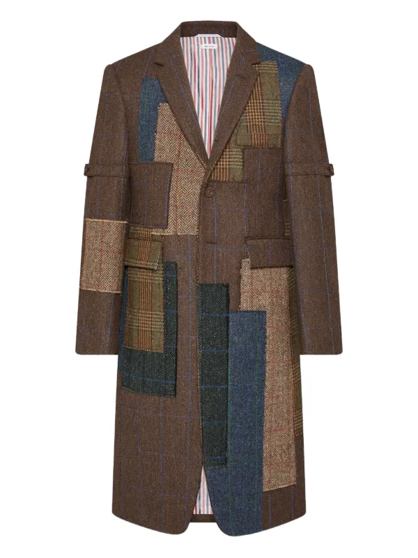 THOM BROWNE トムブラウン クラシック チェスターコート ジャケット Thom Browne Hunting ツイード パッチワークコート | ブラウン