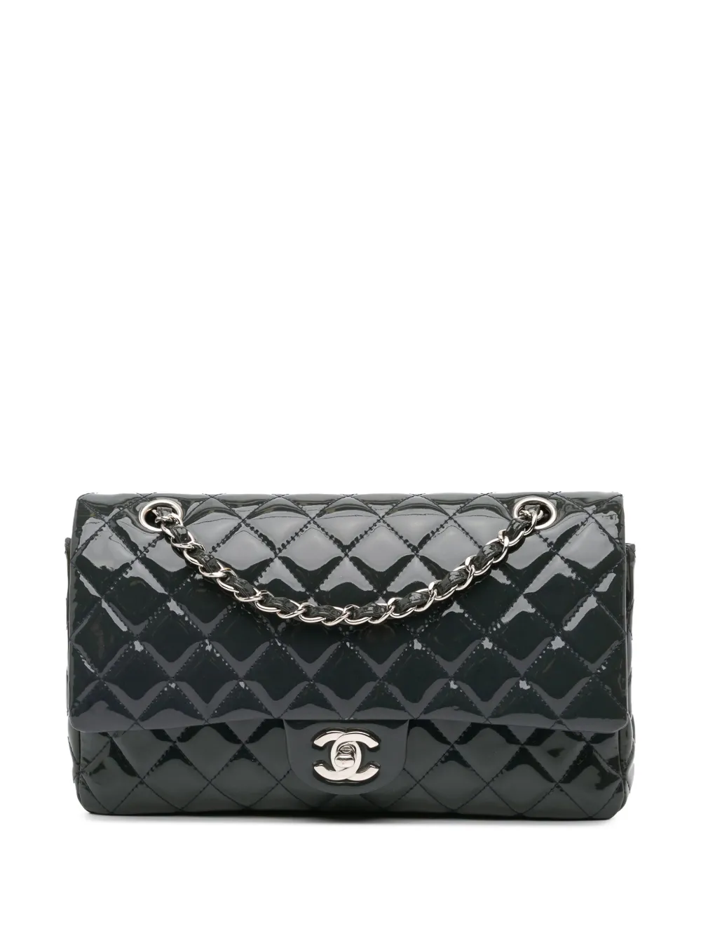 CHANEL Pre-Owned 2014-2015 Medium Classic Patent Double Flap shoulder bag | Blue | Image 1