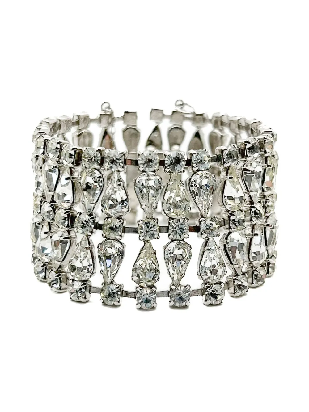 Jennifer Gibson Jewellery 1950s teardrop-rhinestone cocktail bracelet | Silver | Image 1