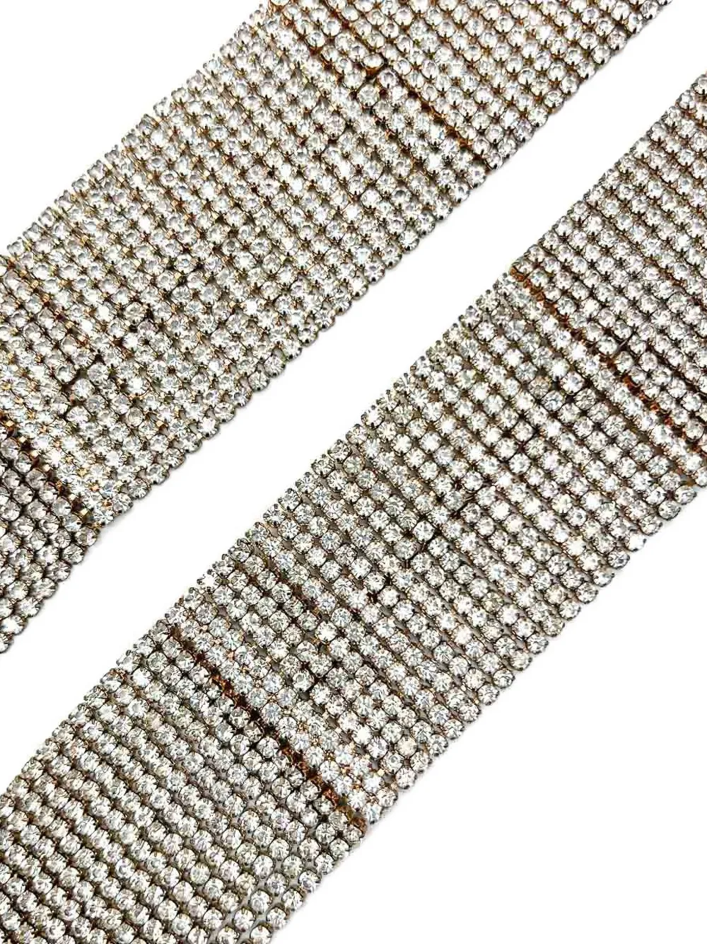 Pre-owned Jennifer Gibson Jewellery 2000s Rhinestone Tassel Cuffs (set Of Two) In Silver