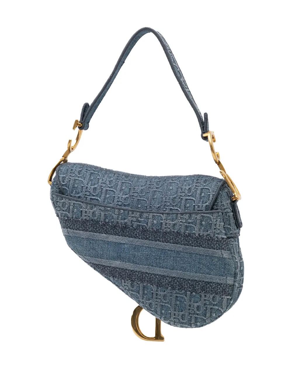 Christian Dior Pre-Owned 2019 Oblique Embroidered Denim Saddle Bag shoulder bag | Pre-Owned | Image 2