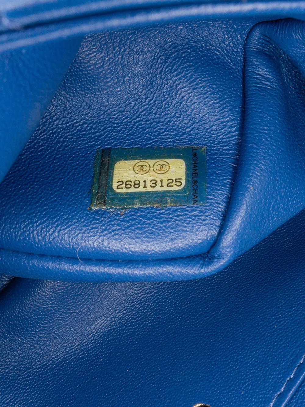 Pre-owned Chanel 2018-2019 Mini Square Classic Chevron Lambskin Single Flap Crossbody Bag In Blue