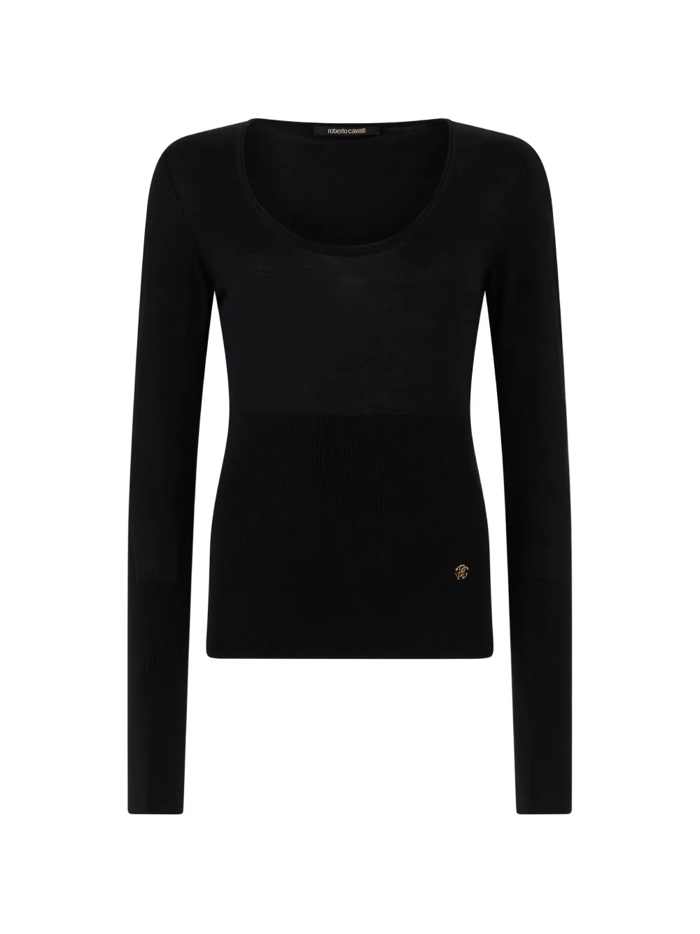 Roberto Cavalli scoop-neck ribbed-knit sweater - Schwarz