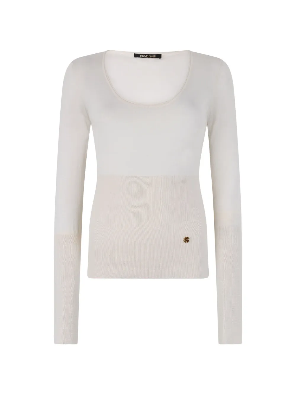 Roberto Cavalli logo-plaque ribbed-knit sweater - Nude