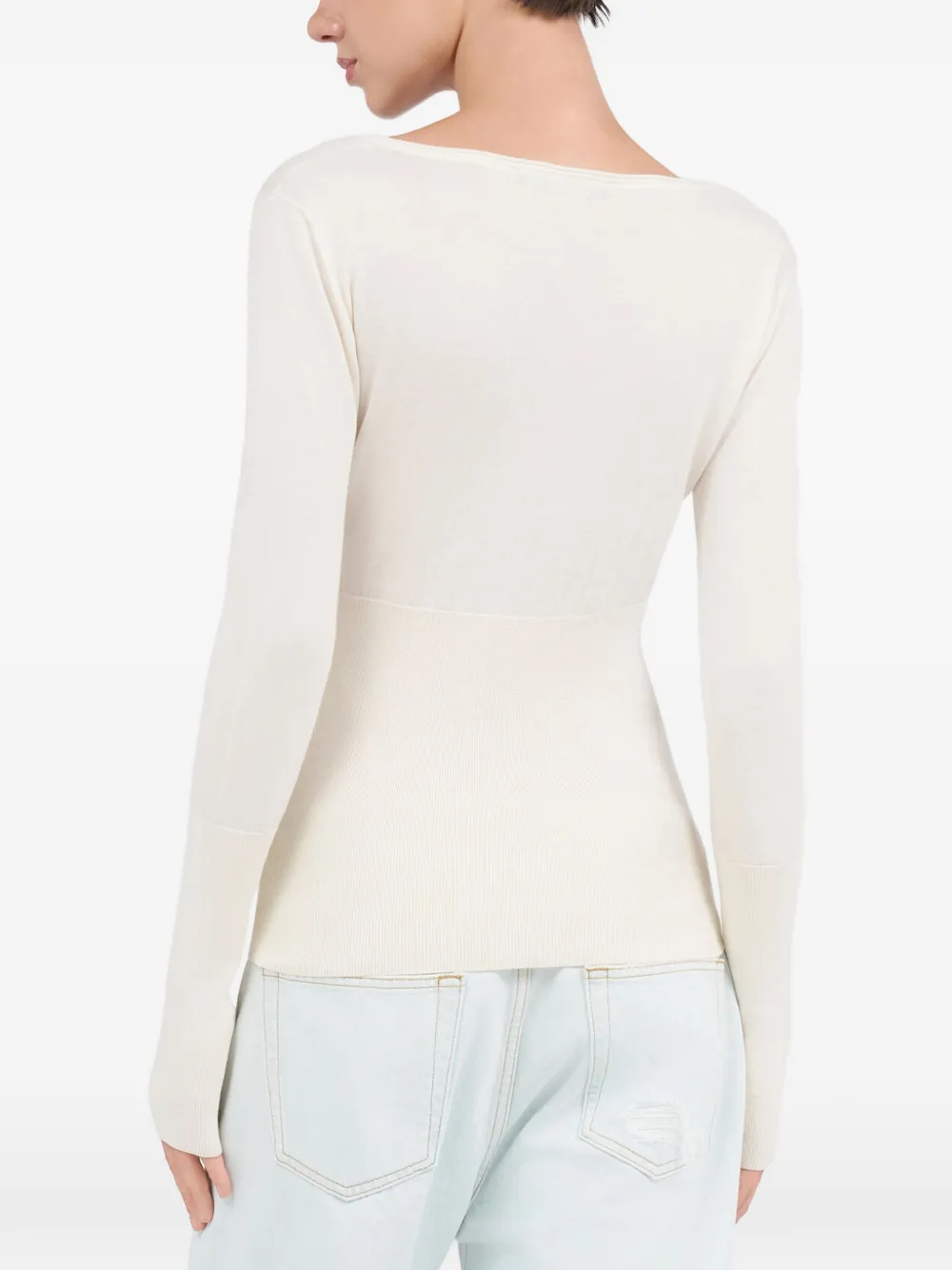 Roberto Cavalli Ribgebreide trui met logoplakkaat Beige