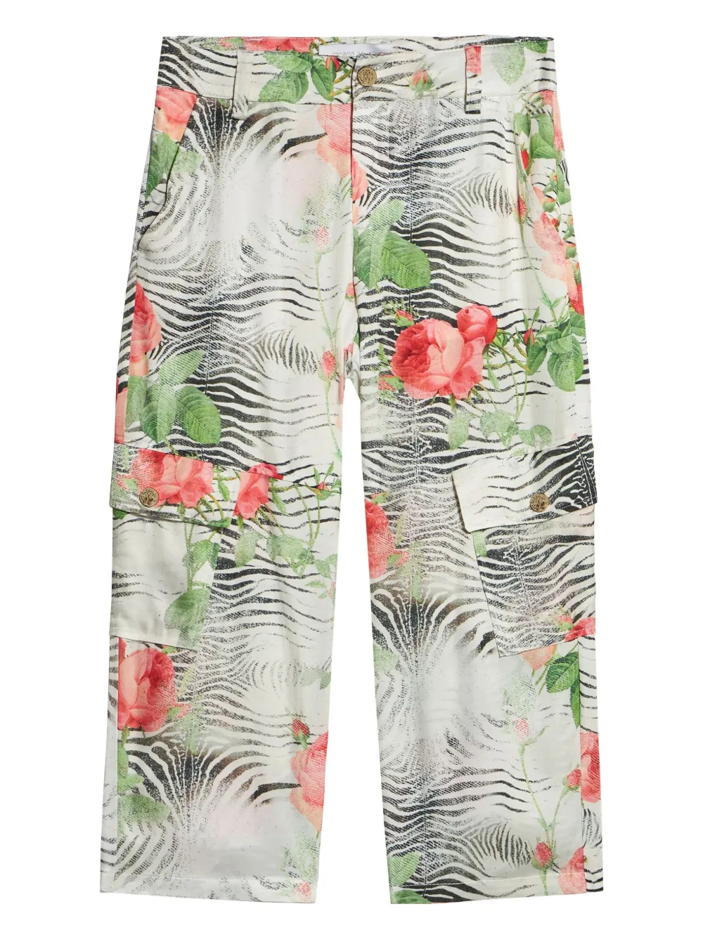 Shop Roberto Cavalli Junior Zebra-print Trousers In White