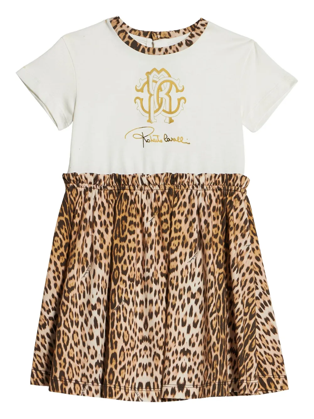 Roberto Cavalli Junior Jurk met luipaardprint Wit