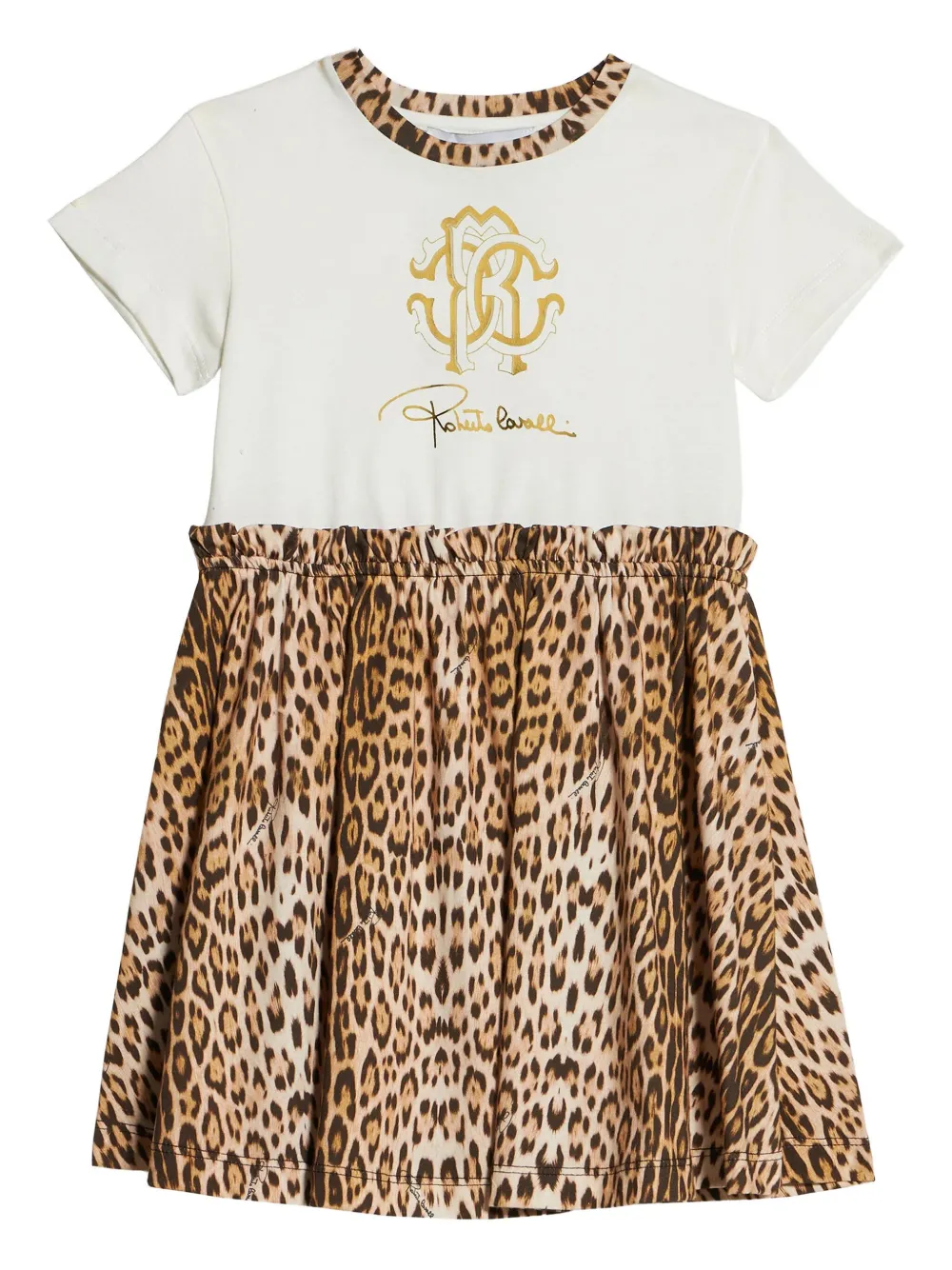 Roberto Cavalli Junior Jurk met luipaardprint Wit